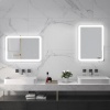 Afbeelding van HOMCOM Badspiegel met Verlichting 50 x 70 cm met 3 Lichtkleuren Zilver