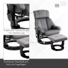 Afbeelding van HOMCOM massagefauteuil met kruk - fluweelachtig polyester, grijs, 76 x 80 x 102 cm