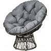 Afbeelding van Outsunny Papasan fauteuil met grijze rotan bekleding en 360 graden draaifunctie