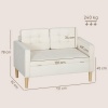Afbeelding van HOMCOM Fluwelen Loveseat, Eucalyptushout 117L x 62B x 78H cm, Kamerwit