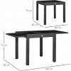 Afbeelding van Outsunny Tuin Eettafel Aluminium, Gehard Glas Zwart