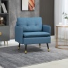 Afbeelding van HOMCOM Polstersessel met kussen, loungestoel met linnenlook, staal, donkerblauw, 76 x 68 x 80 cm