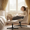 Afbeelding van Homcom Accent Stoel met Poef - Polyester, Metaal - 75L x 66B x 99H cm - Beige