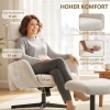 Afbeelding van Homcom Accent Stoel met Poef - Polyester, Metaal - 75L x 66B x 99H cm - Beige