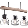 Afbeelding van Globo - hanglamp Mina - natuurlijk zwart - hout en metaal - grote eettafel lamp - E27