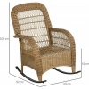 Afbeelding van Outsunny Rieten Schommelstoel Staal, PE-rattan, polyester 69L x 92B x 100H cm Geel + Lichtgrijs