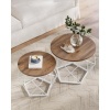 Afbeelding van VASAGLE 2x Ronde Salontafel - Groot en Klein - Stalen Frame - Honingbruin en Wolkenwit