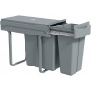 Afbeelding van HOMCOM Inbouwafvalbakken voor Keuken Kunststof, Metaal 52L x 26B x 40,8H cm Grijs