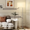 Afbeelding van HOMCOM LED Stijlvolle Stehlamp met Linnen Lampenkap voor Woonkamer en Slaapkamer Wit