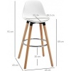 Afbeelding van HOMCOM barkruk - kunstleer - beukenhout - 38,5B x 42,5L x 91H cm - wit