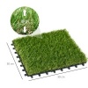 Afbeelding van Outsunny Kunstgras Tegels, Set van 10, Geruit, 30x30 cm, 3,5 cm Dikte, Groen