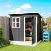 Afbeelding van Outsunny Tuinhuis van staal 211L x 133B x 190H cm - Donkergrijs