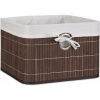 Afbeelding van Bamboe opbergmand - stof - badkamer - 20x31x31 cm - voor speelgoed - opvouwbaar - bruin