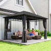 Afbeelding van Outsunny Paviljoen van Metaal en Polyester 390x300x287 cm Donkergrijs