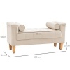 Afbeelding van HOMCOM Polsterbank met Chenille, Armleuning en 2 Kussens, Houten Frame, Beige 115 x 44 x 58 cm