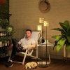 Afbeelding van Outsunny Rotan Lamp Staal, PE Rotan Ø37 x 144H cm Geel
