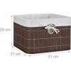 Afbeelding van Bamboe opbergmand - stof - badkamer - 20x31x31 cm - voor speelgoed - opvouwbaar - bruin