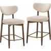 Afbeelding van VASAGLE Barkruk set van 2 met rugleuning, linnenlook, cappuccino-beige en walnoot