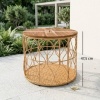 Afbeelding van Outsunny Salontafel van Acaciahout en PE-rotan - Ø50 x 47,5 cm - Teakkleur