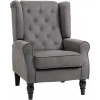 Afbeelding van HOMCOM Eenpersoonsstoel van polyester en hout - 74L x 86B x 102H cm - Donkergrijs