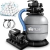 Afbeelding van Tillvex zandfilter voor zwembad 7.900L/h incl. 400g filterkogels grijs met 7-wegklep