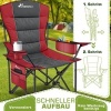 Afbeelding van TRESKO® Opvouwbare Campingstoel tot 150 kg met Armleuningen en Bekerhouder