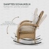 Afbeelding van Outsunny Rieten Schommelstoel Staal, PE-rattan, polyester 69L x 92B x 100H cm Geel + Lichtgrijs