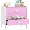 Afbeelding van AIYAPLAY kindercommode - 3 lades - roze en wit