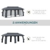 Afbeelding van Outsunny Tuinpaviljoen 3 x 6 m met Dubbel Dak en Vliegennetten, Donkergrijs