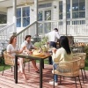 Afbeelding van Outsunny Rattan Tuinmeubelset - Acaciahout, PE-Rattan - 140L x 80B x 74H cm - Natuurlijk+Khaki