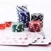 Afbeelding van HOMCOM pokerkoffer met 300 chips, 2 kaartspellen, 5 dobbelstenen en aluminium koffer