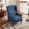 Afbeelding van HOMCOM Gecapitonneerde Wingback Stoel met Hoge Rug, Blauw, voor Woonkamer en Slaapkamer