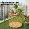 Afbeelding van Outsunny Salontafel van Acaciahout en PE-rotan - Ø50 x 47,5 cm - Teakkleur