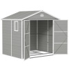 Afbeelding van Outsunny kunststof tuinhuisje 2,4 x 1,8 m met ventilatie en afsluitbare deur, lichtgrijs
