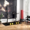 Afbeelding van HOMCOM 25 kg verstelbare 3-in-1 halterset met lange stang - Geel A91-088V01