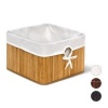Afbeelding van Bamboe opbergmand - stof - badkamer - 20x31x31 cm - voor speelgoed - opvouwbaar - bruin