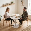 Afbeelding van HOMCOM Eettafel van Staal - 60x60x72 cm - Beige