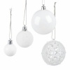 Afbeelding van Set van 50 onbreekbare kerstballen - plastic - wit - ∅ 3, 4 & 6 cm