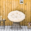 Afbeelding van Outsunny Papasansessel van Polyester en PE-Rattan - Beige - 87 x 97 x 86 cm