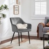 Afbeelding van SONGMICS eetkamerstoel, fluweel Fauteuil met Armleuningen, Lichtgrijs