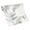 Afbeelding van Erismann Vliesbehang Elle Tropische Bladeren Wit Groen Beige Glans 10332-07