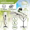 Afbeelding van tillvex® Rechthoekige Aluminium Parasol Ø 330 cm met Afdekking en Windscherm