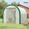 Afbeelding van Outsunny Foliekas 3,58 x 2,1 x 2,1 m met roldeur en raam voor tuin of balkon, wit staal