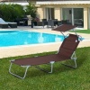 Afbeelding van Outsunny opvouwbare ligstoel met zonnedak (bruin) voor tuin en strand