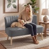 Afbeelding van HOMCOM 2-zits loveseat van linnen met dikke zitting en houten poten, grijs