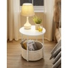 Afbeelding van VASAGLE ronde bijzettafel met stoffen mand - 45 cm - wit en beige