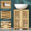 Afbeelding van HOMCOM Bamboe wastafelonderkast met 2 lamellendeuren en verstelbare legplank 60 x 30 x 80 cm