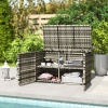 Afbeelding van Outsunny Buiten Kist, 350 l, 2 niveaus, PE-rotan, met gasveren en stalen frame, 118 x 57 x 69 cm, gr