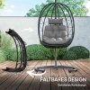 Afbeelding van Outsunny Rattan Hangstoel Zwart, Staal en PE-Rattan 102x102x195 cm