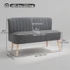 Afbeelding van HOMCOM 2-zits loveseat van linnen met dikke zitting en houten poten, grijs